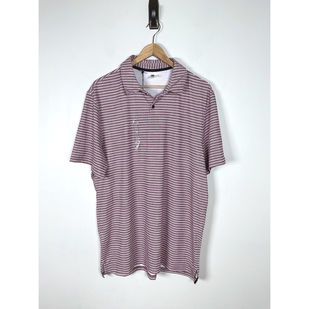 VRST Golf Polo Mens L Slub Stripe Rosewood Pink Moisture Wicking‎ Cooling